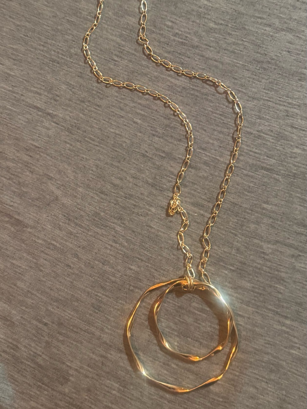Expressions Gold Double Ring Pendant Necklace